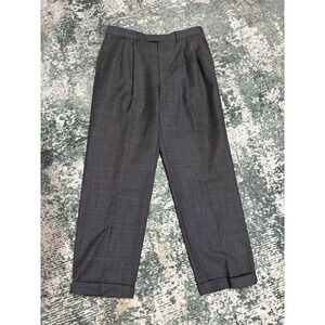 EUC Chaps Ralph Lauren 34x31Gray Pleated Cuffed 100% Wool Dress Pants